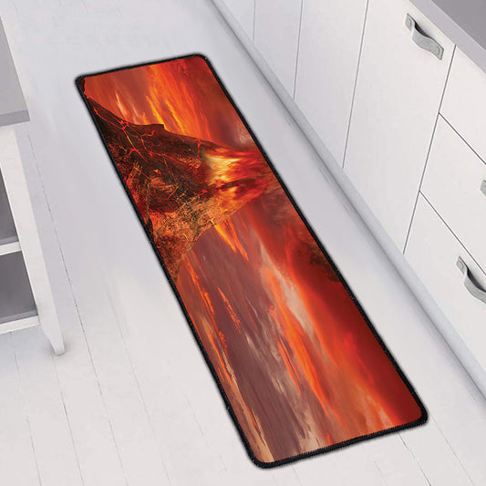 Volcano On The Sea Print Long Kitchen Mat