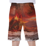 Volcano On The Sea Print Men's Beach Shorts