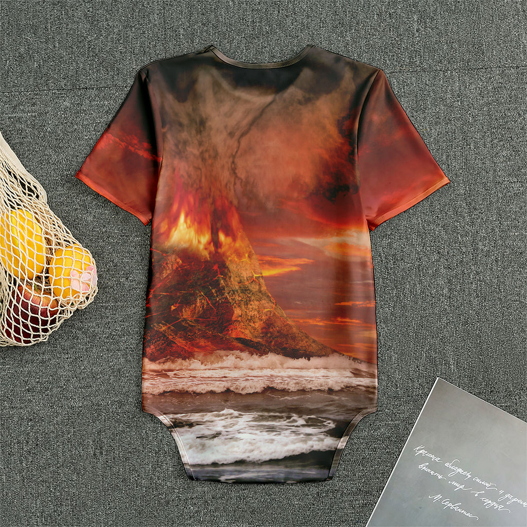 Volcano On The Sea Print Men's Bodysuit