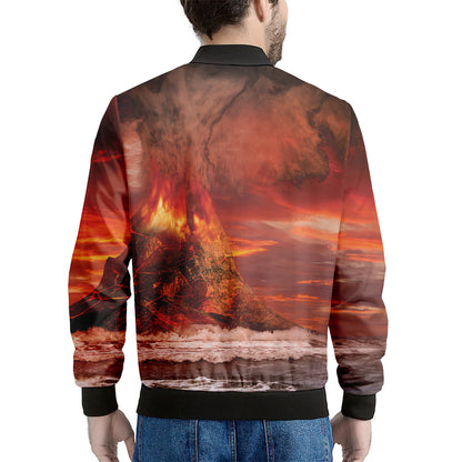 Volcano On The Sea Print Men's Bomber Jacket
