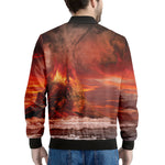 Volcano On The Sea Print Men's Bomber Jacket