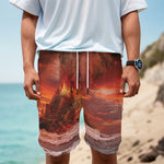Volcano On The Sea Print Men's Cargo Shorts