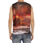 Volcano On The Sea Print Men's Fitness Tank Top