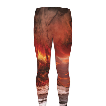 Volcano On The Sea Print Men's leggings