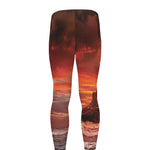 Volcano On The Sea Print Men's leggings