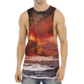 Volcano On The Sea Print Men's Muscle Tank Top