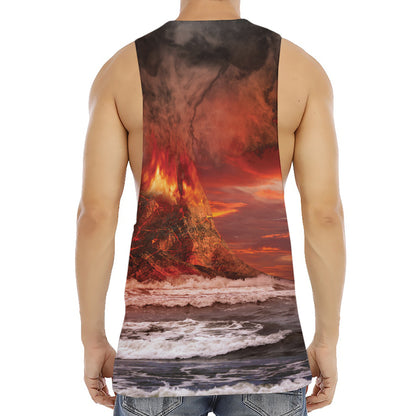 Volcano On The Sea Print Men's Muscle Tank Top
