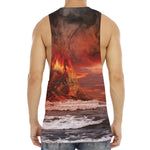 Volcano On The Sea Print Men's Muscle Tank Top