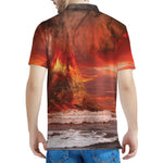 Volcano On The Sea Print Men's Polo Shirt