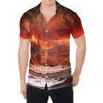 Volcano On The Sea Print Men's Shirt