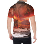 Volcano On The Sea Print Men's Shirt