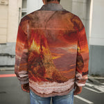 Volcano On The Sea Print Men's Shirt Jacket