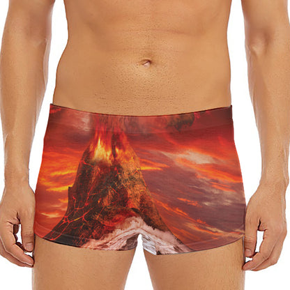 Volcano On The Sea Print Men's Short Boxer Briefs