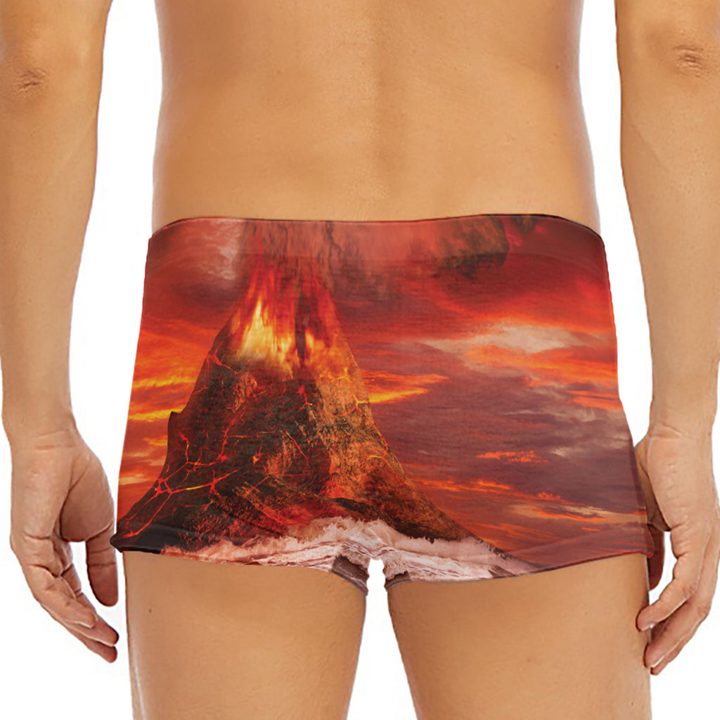 Volcano On The Sea Print Men's Short Boxer Briefs