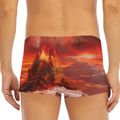 Volcano On The Sea Print Men's Short Boxer Briefs