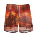 Volcano On The Sea Print Men's Athletic Shorts