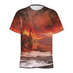 Volcano On The Sea Print Men's Sports T-Shirt