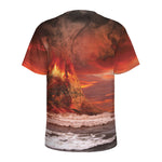 Volcano On The Sea Print Men's Sports T-Shirt