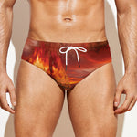 Volcano On The Sea Print Men's Swim Briefs