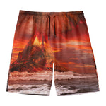 Volcano On The Sea Print Men's Swim Trunks