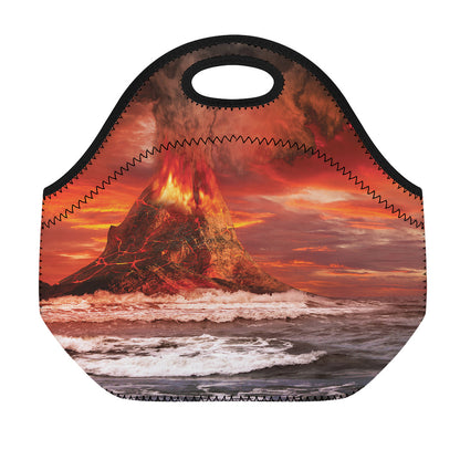 Volcano On The Sea Print Neoprene Lunch Bag