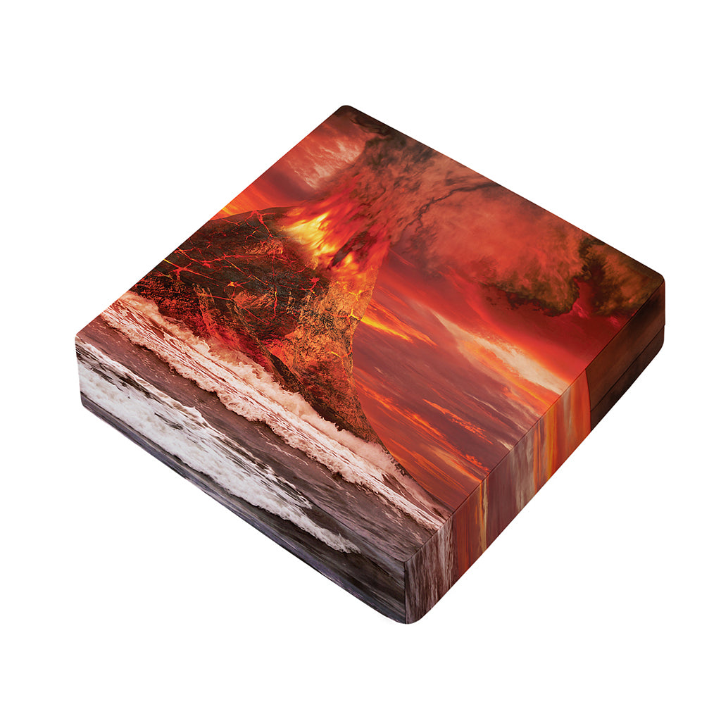 Volcano On The Sea Print Outdoor Seat Cushion Cover