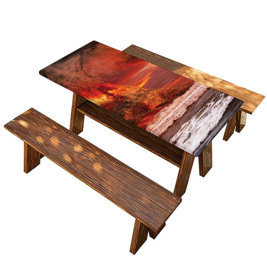 Volcano On The Sea Print Picnic Table Cover