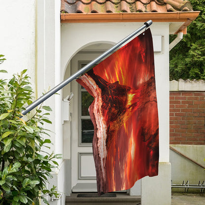 Volcano On The Sea Print Polyester Flag