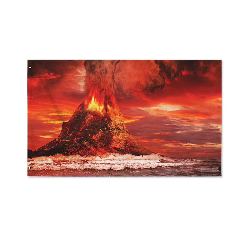 Volcano On The Sea Print Polyester Flag