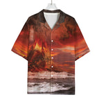Volcano On The Sea Print Rayon Hawaiian Shirt
