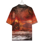 Volcano On The Sea Print Rayon Hawaiian Shirt