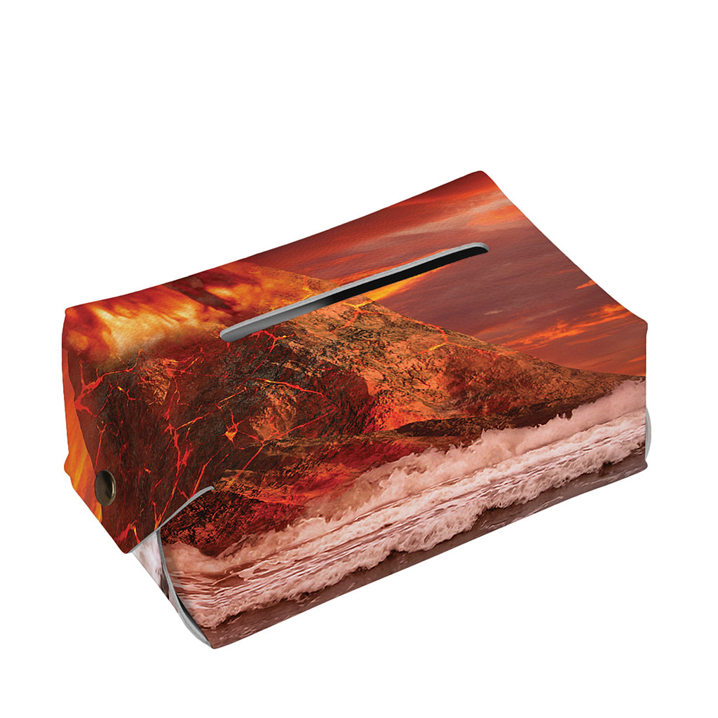 Volcano On The Sea Print Rectangle Tissue Box Cover