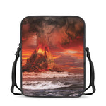 Volcano On The Sea Print Rectangular Crossbody Bag