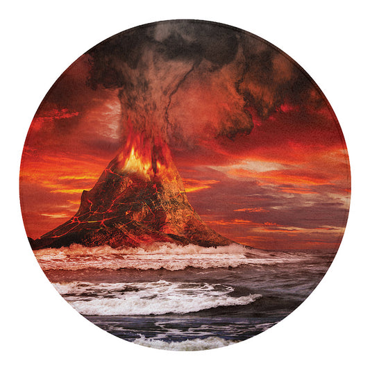 Volcano On The Sea Print Round Blanket