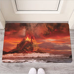 Volcano On The Sea Print Rubber Doormat