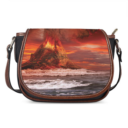 Volcano On The Sea Print Saddle Bag