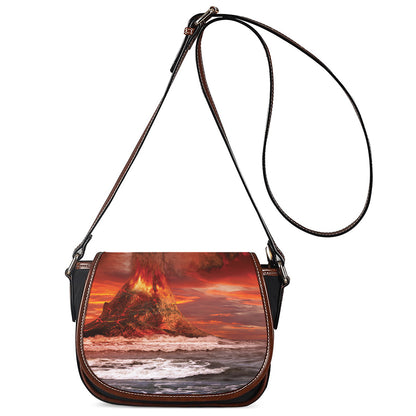 Volcano On The Sea Print Saddle Bag