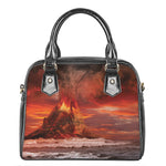 Volcano On The Sea Print Shoulder Handbag