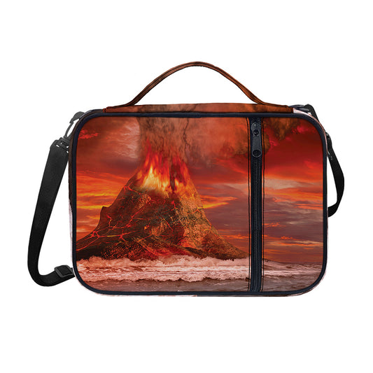 Volcano On The Sea Print Shoulder Strap Bible Bag