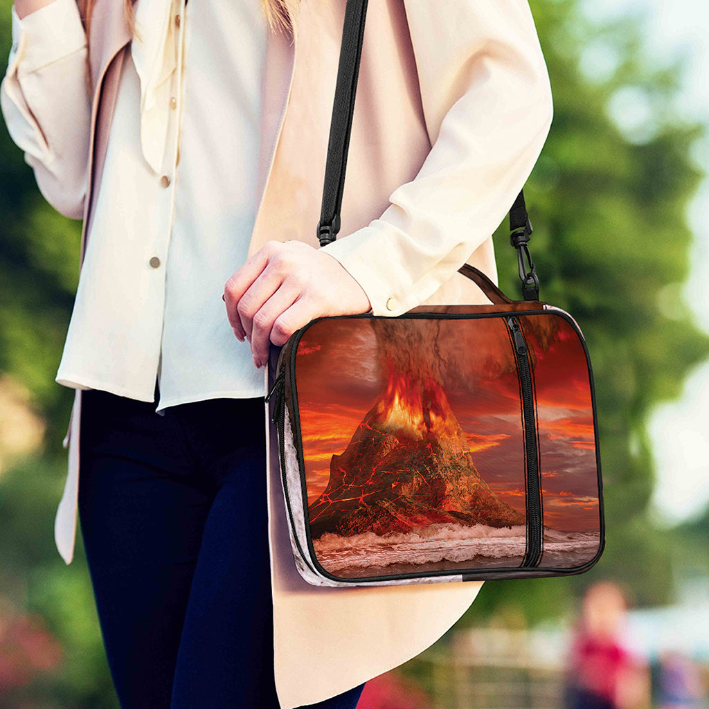 Volcano On The Sea Print Shoulder Strap Bible Bag