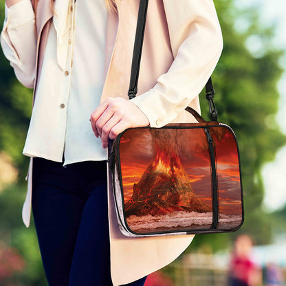 Volcano On The Sea Print Shoulder Strap Bible Bag