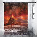 Volcano On The Sea Print Shower Curtain