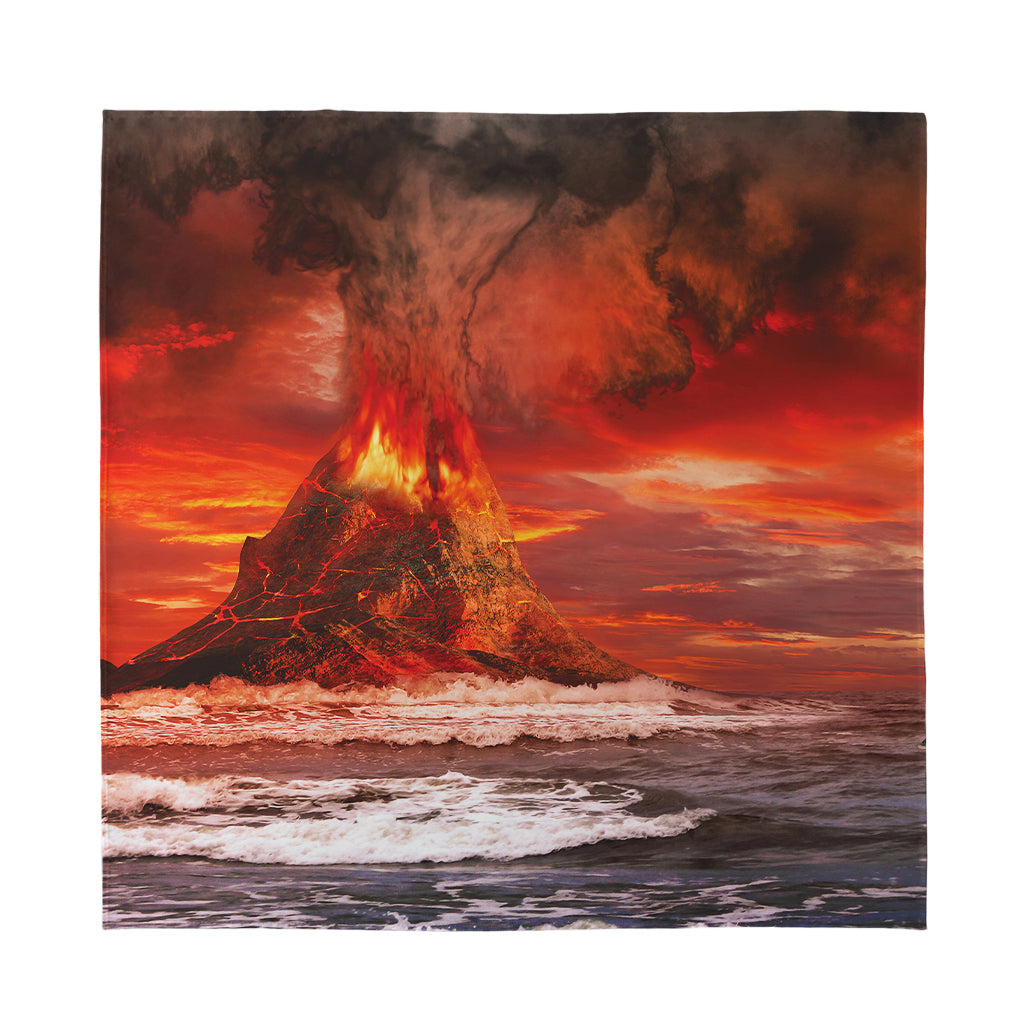 Volcano On The Sea Print Silk Bandana