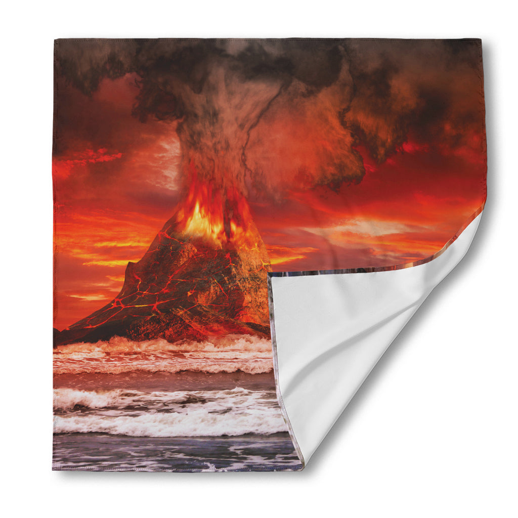 Volcano On The Sea Print Silk Bandana