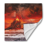 Volcano On The Sea Print Silk Bandana