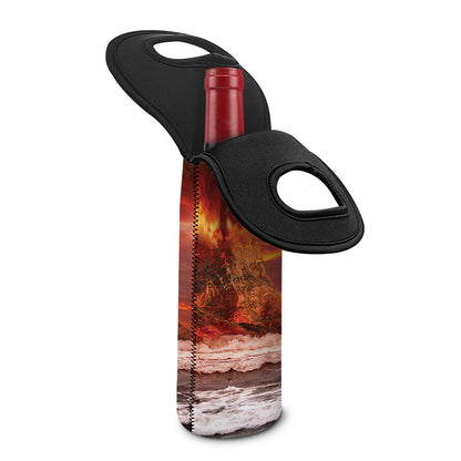 Volcano On The Sea Print Single Neoprene Wine Tote