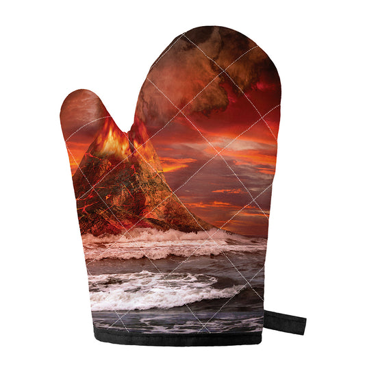 Volcano On The Sea Print Single Oven Mitt