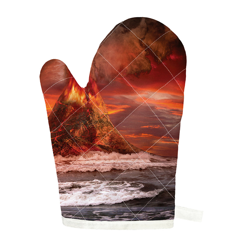Volcano On The Sea Print Single Oven Mitt