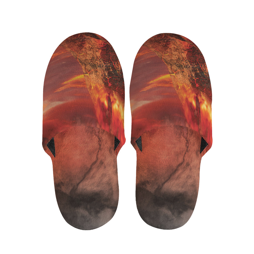 Volcano On The Sea Print Slippers