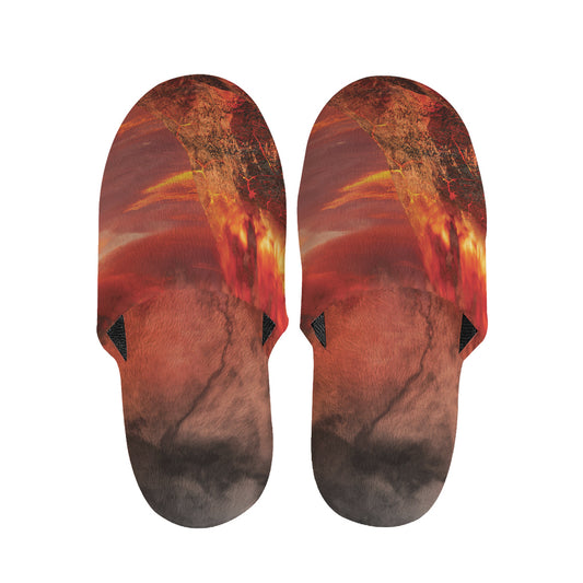 Volcano On The Sea Print Slippers